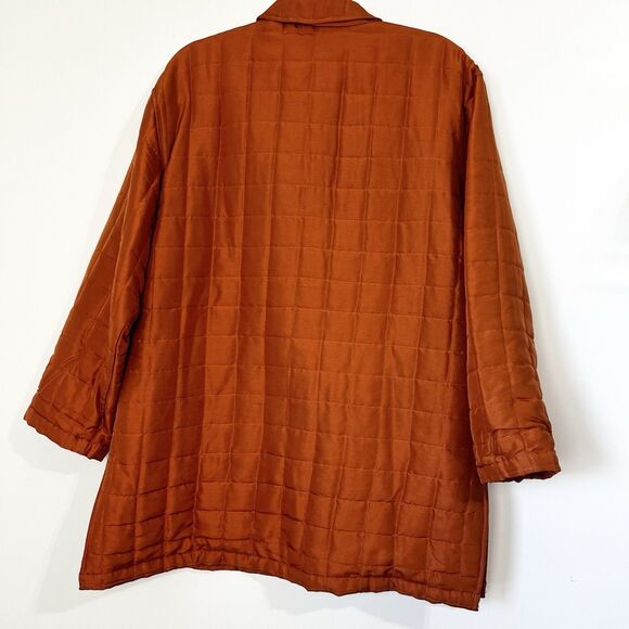 Arleen Bowman Chin Chin Silk Quilted Jacket Rust Orange Purple Women’s M Vintage - Picture 5 of 11